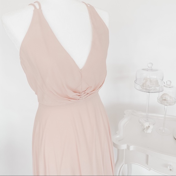 NWT Blush Pink Backless Chiffon Gown - Picture 3 of 7